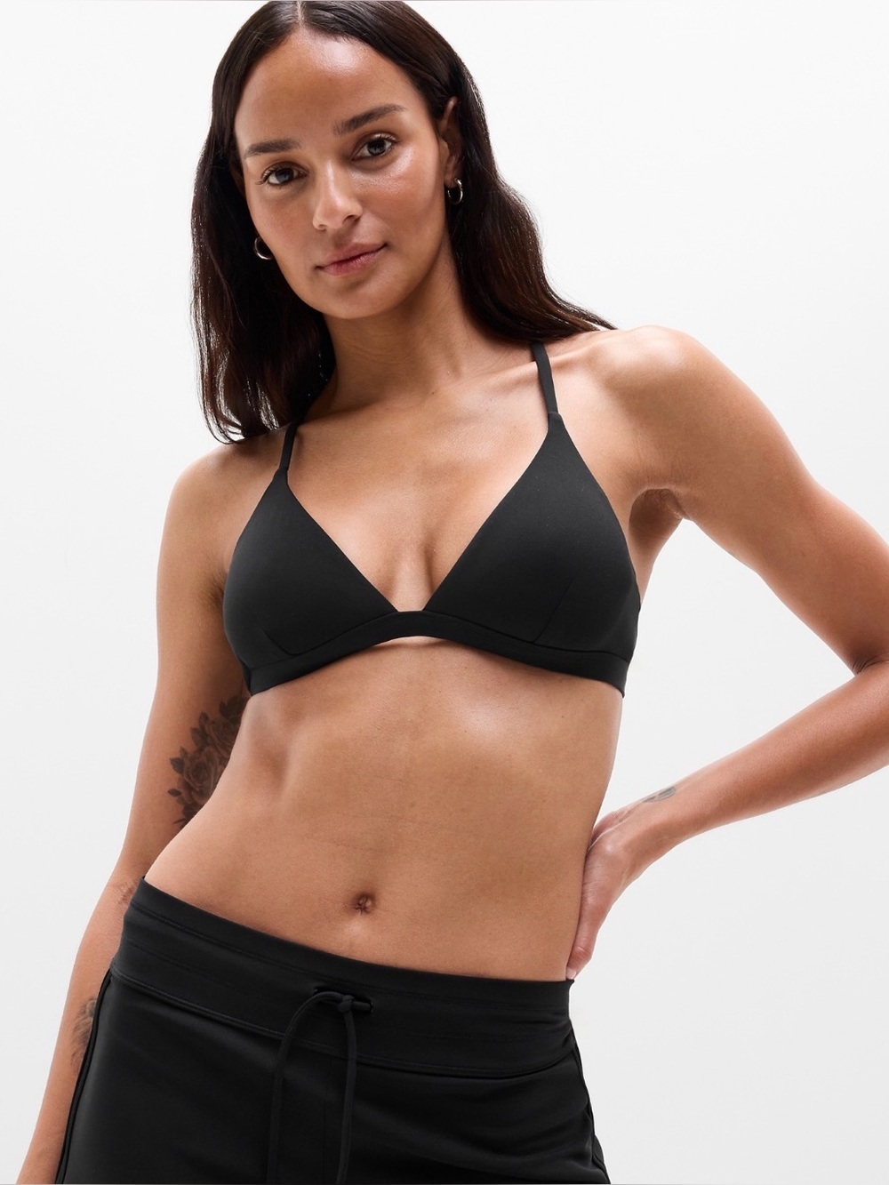 NWT Athleta Triangle Bikini Black Top Sz Medium (#845289)